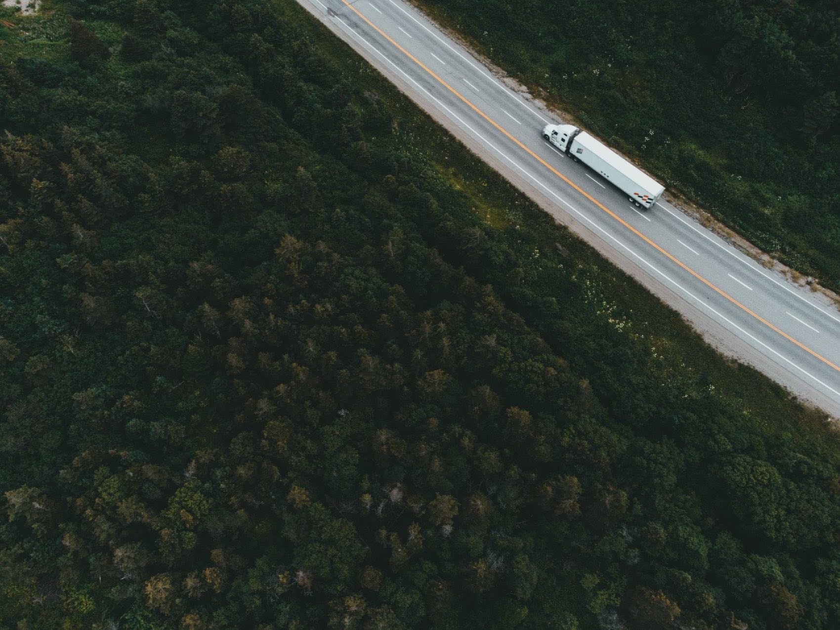 A freight truck on a Pacific Northwest highway