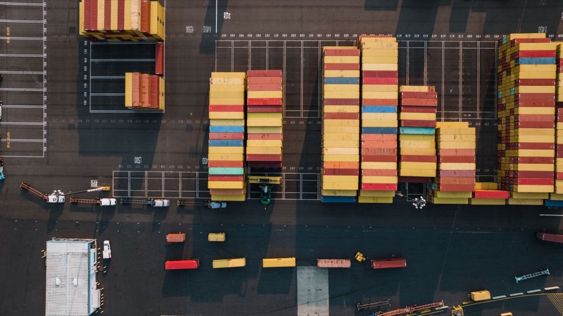 Aerial view of a container terminal